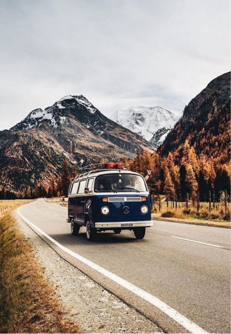 Retro VW Bus Roadtrip Greeting Card