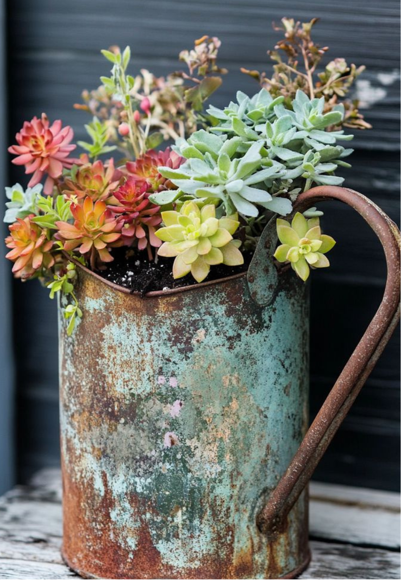 Rustic Succulent Pitcher Greeting Card