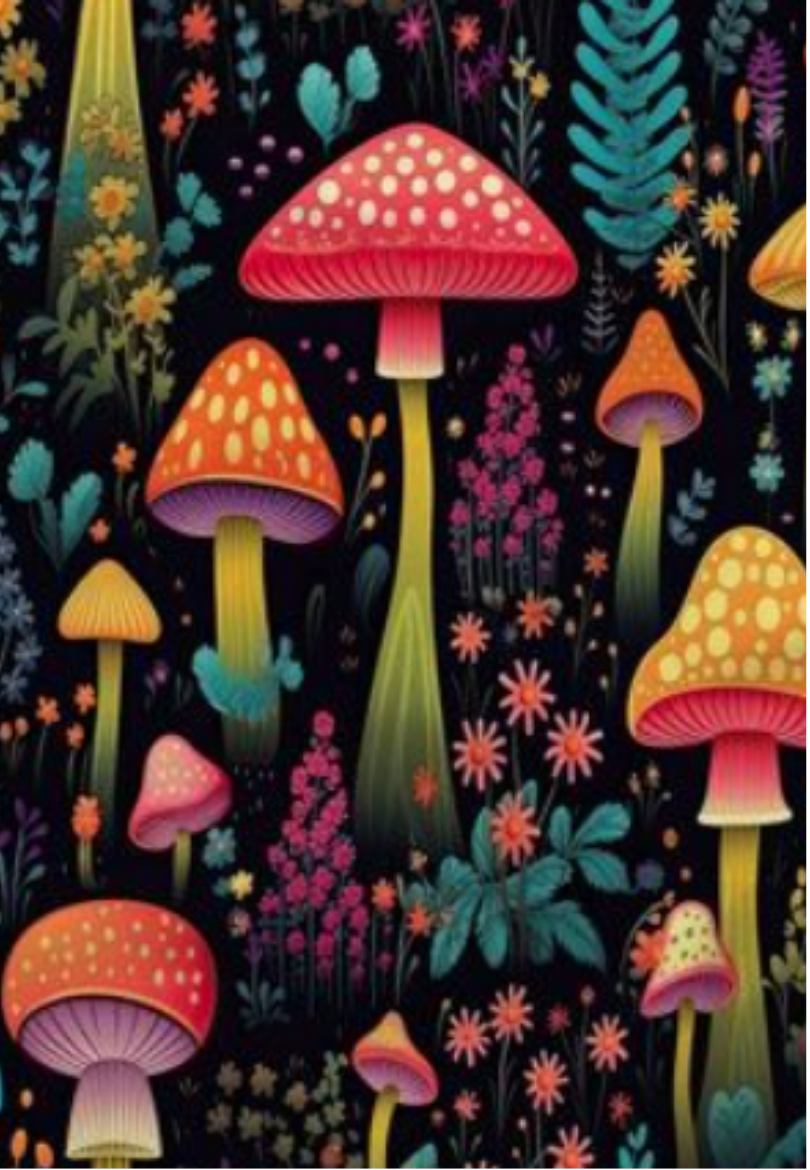 Nighttime Fantasy Mushroom Forest Greeting Card