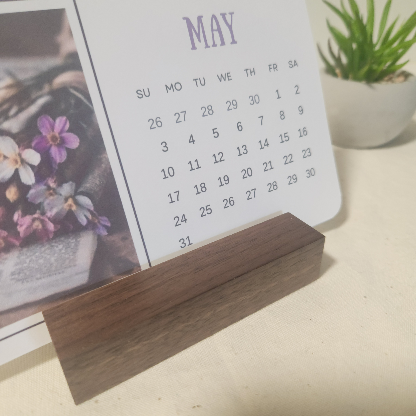 2026 Desk Calendar - Walnut - Moments In Bloom