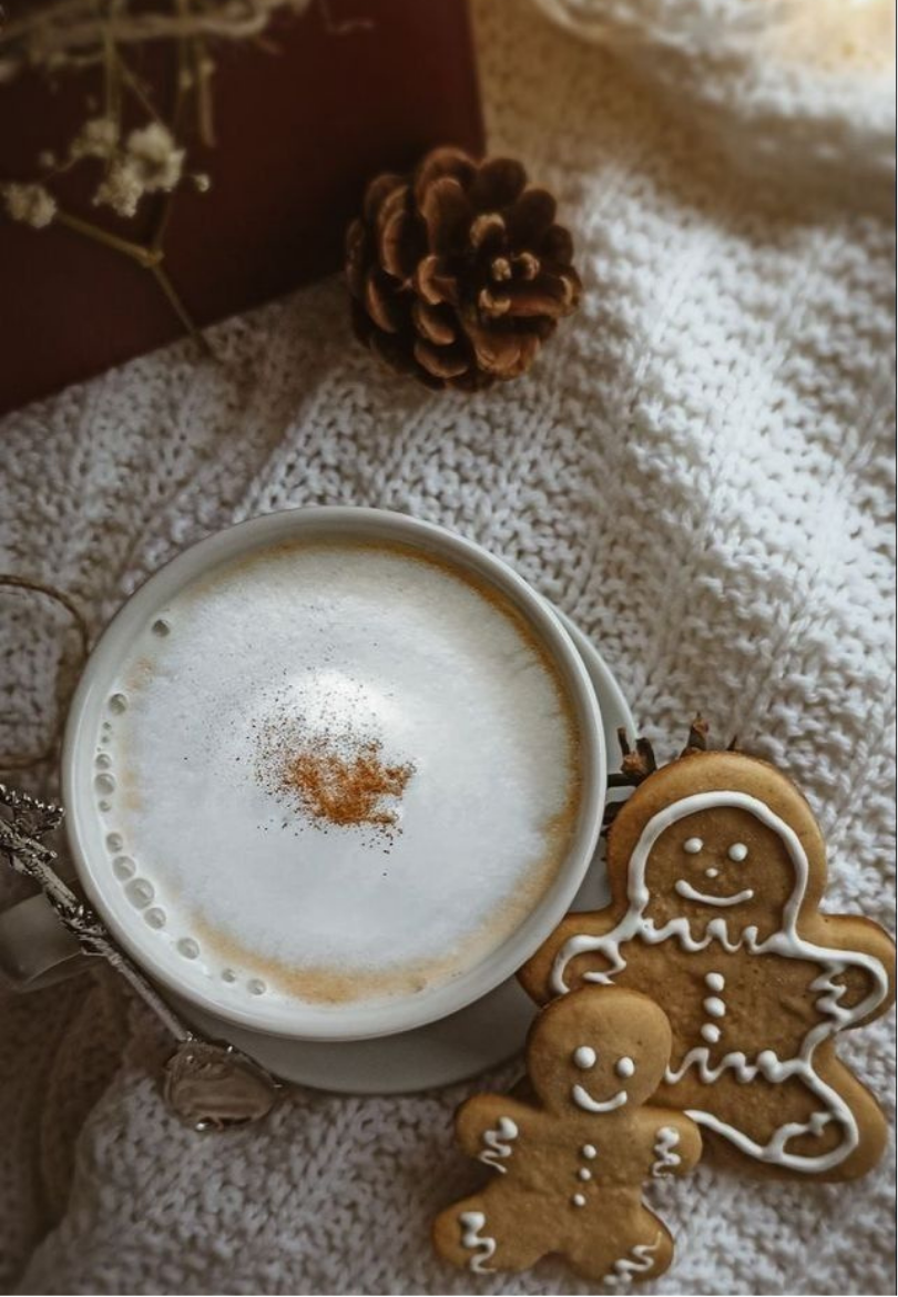 Warm Latte & Gingerbread Cookies Greeting Card
