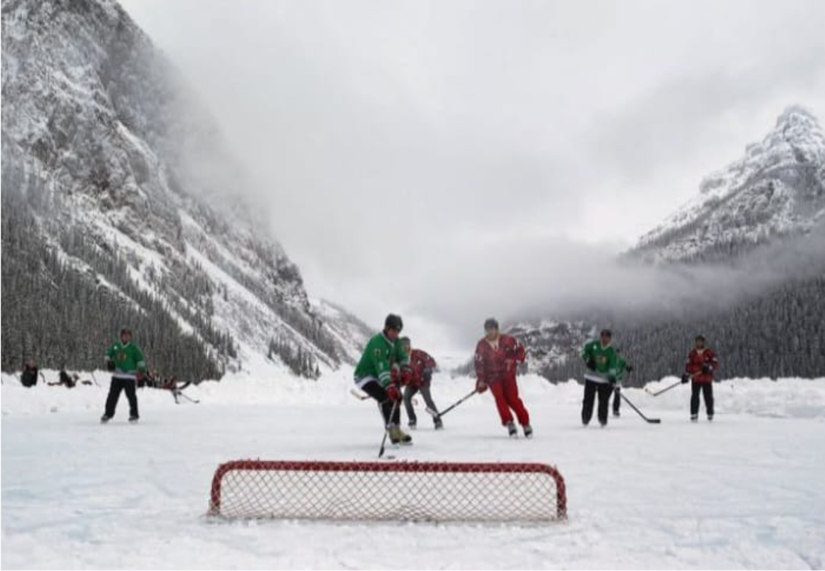 Snowy Mountain Ice Skating Greeting Card