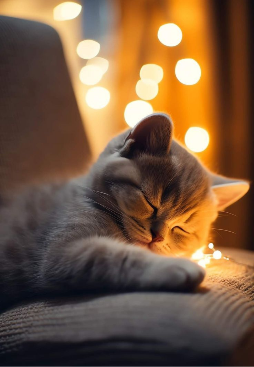 Cozy Sleeping Kitten Greeting Card