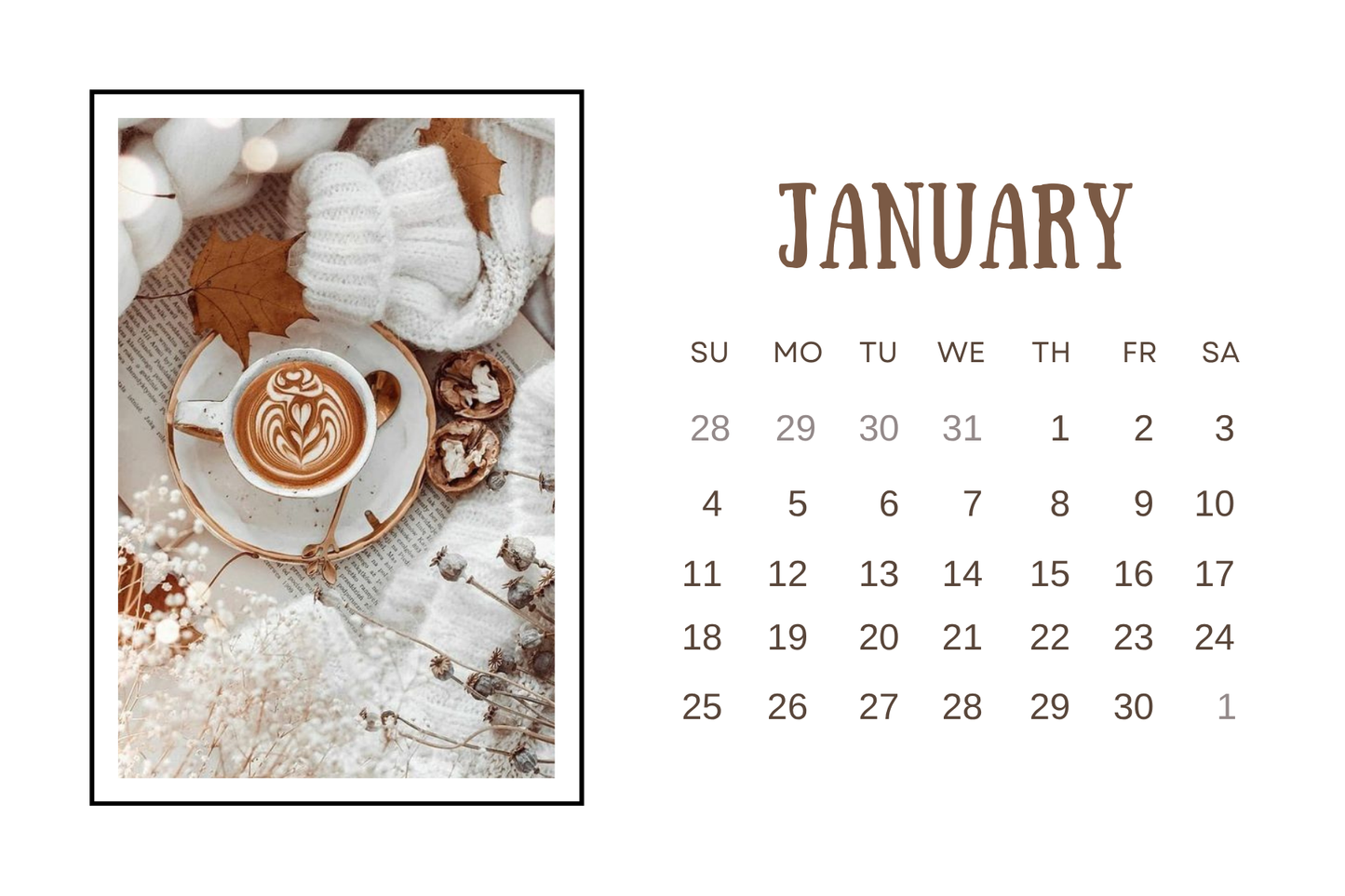 2026 Desk Calendar - Walnut - Sips of the Season