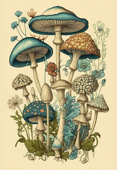 Vintage Mushrooms Greeting Card