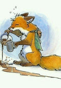 Sleepy Fox Pouring a Coffee Greeting Card