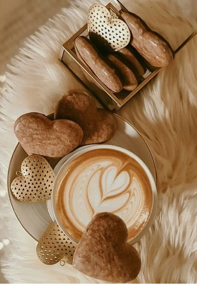 Heart Shaped Cookies & Coffee Greeting Card