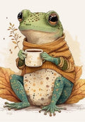 Watercolor Frog Holding a Coffee Greeting Card