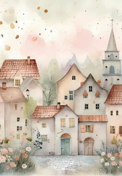 Quaint European Village Greeting Card