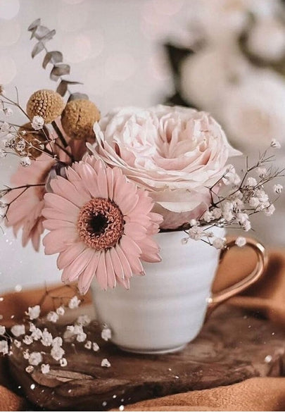 Florals in a Cup Greeting Card