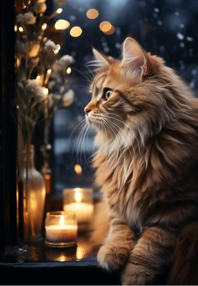 Candlelit Kitty Greeting Card