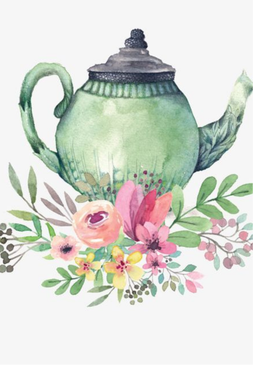 Floral Green Teapot with Soft Watercolor Style Greeting Card