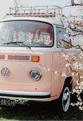 Pink Vintage VW Van Covered in Blossoms Greeting Card