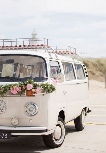Vintage Camper Van with Floral Décor Greeting Card