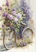 Rustic Bicycle With Purple Flowers Greeting Card