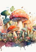 Watercolor Mushrooms Greeting Card