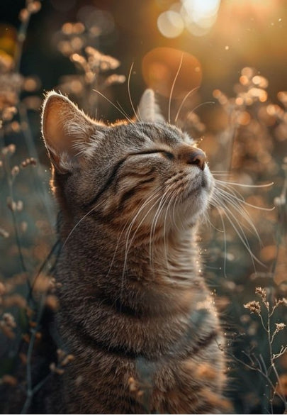 Dreamy Cat in Wildflowers Greeting Card