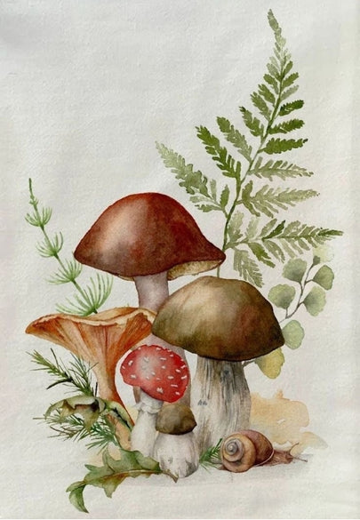 Soft Botanical Mushrooms & Fern Greeting Card