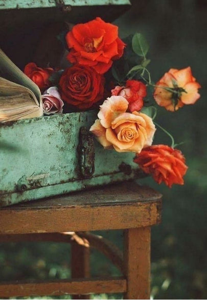 Antique Toolbox with Rustic Floral Arrangement Greeting Card