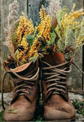 Rustic Boots with Wildflowers Greeting Card