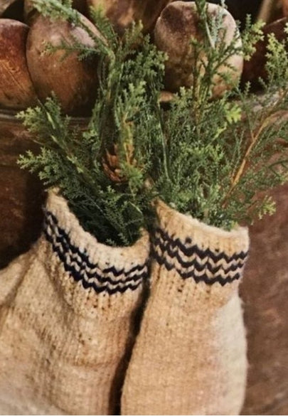 Burlap Gloves with Fresh Pine Greeting Card