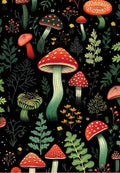 Mystical Nighttime Mushrooms Greeting Card