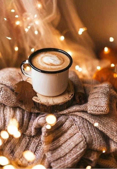 Soft Knit Blanket & Cozy Coffee Greeting Card