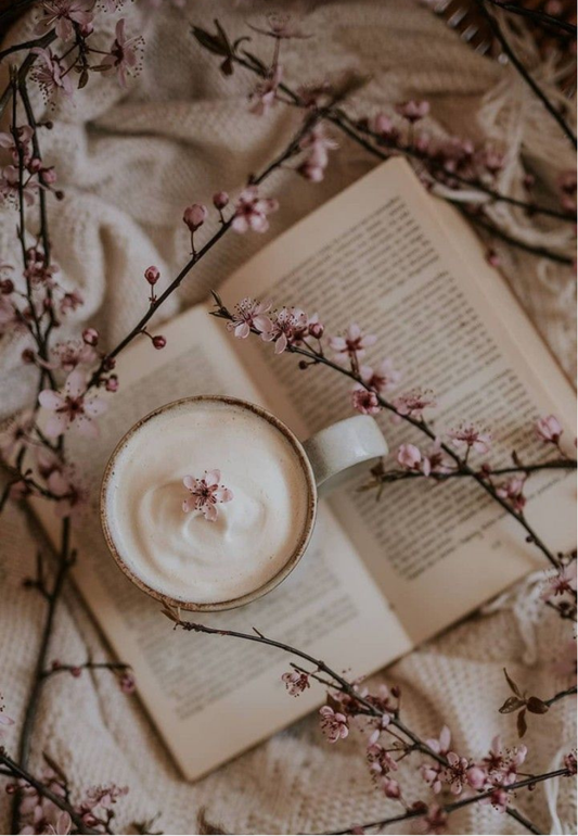Soft Aesthetic Coffee & Blossoms Greeting Card