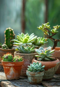 Rustic Terra Cotta Pots with Succulents Greeting Card