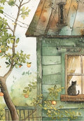 Rainy Window, Waiting Cat Greeting Card