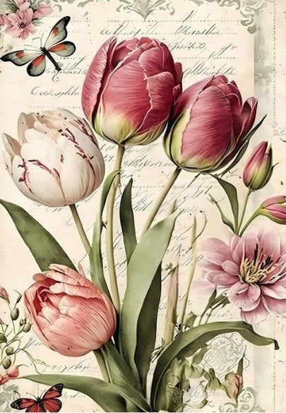 Tulips & Butterflies Greeting Card