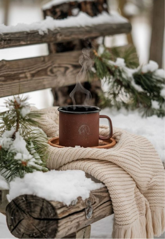 Winter Bench Coffee Greeting Card