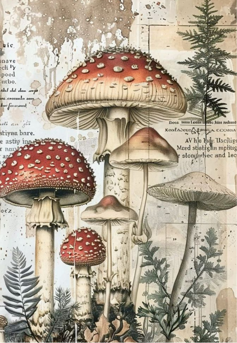 Vintage Mushroom Illustration Greeting Card