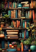 Stacked Books With Secret Garden Aesthetic Greeting Card