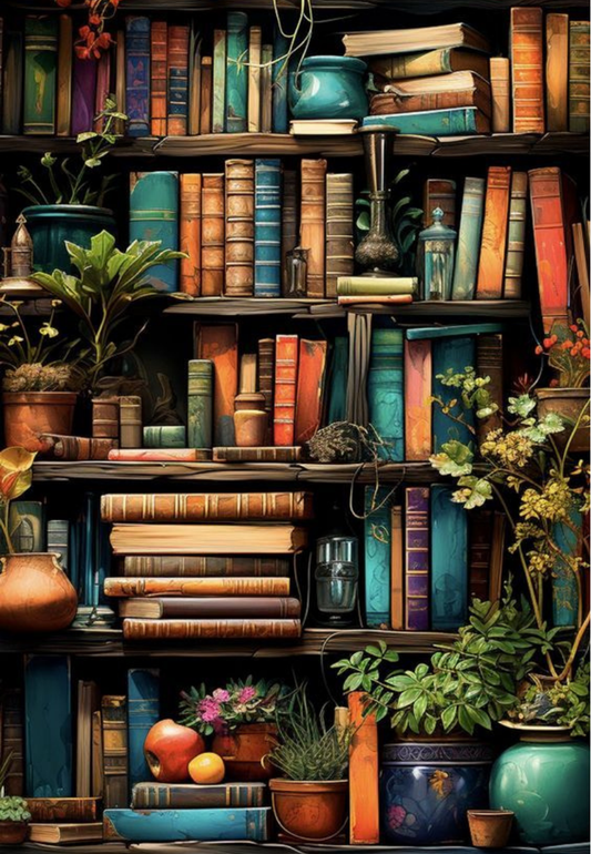Stacked Books With Secret Garden Aesthetic Greeting Card