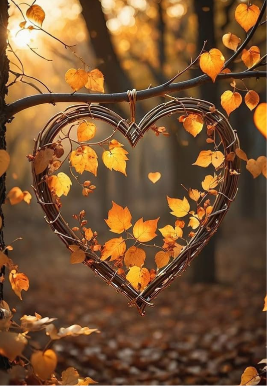 Autumn Heart Wreath Greeting Card