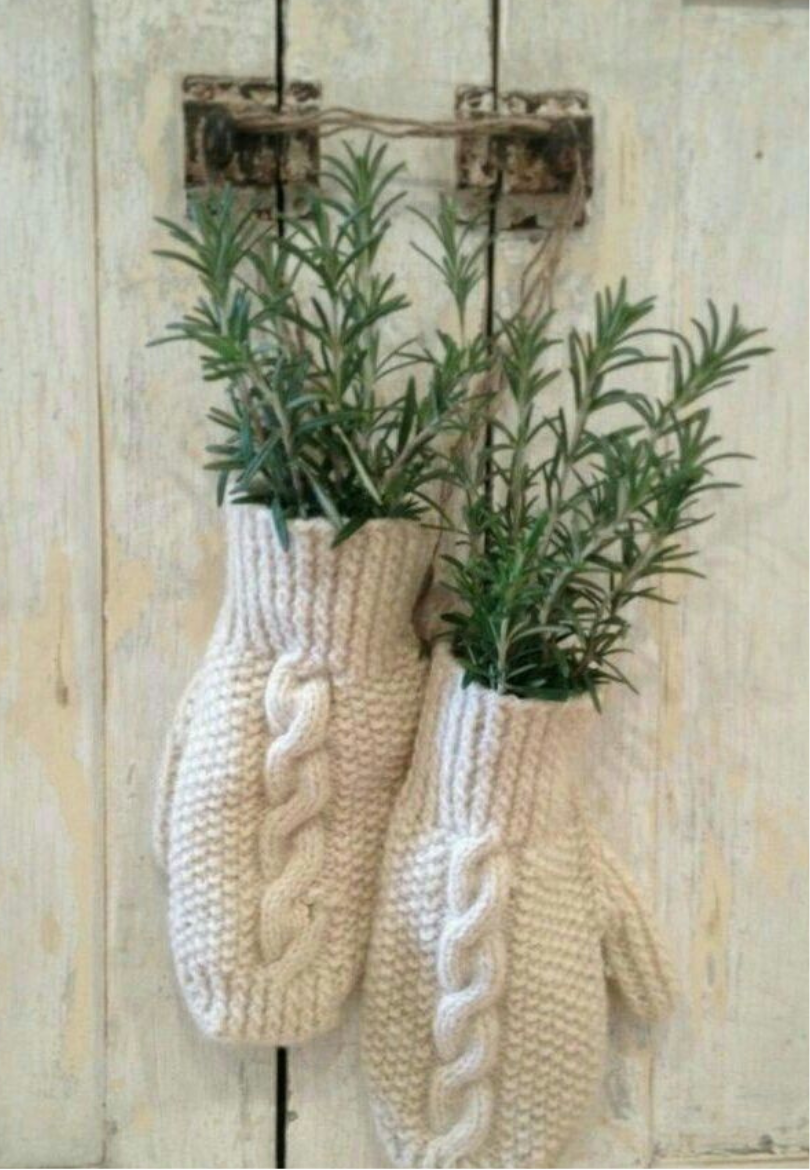 Winter Mittens & Rosemary Greeting Card