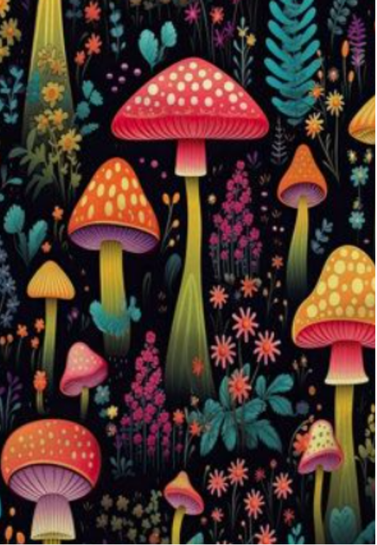 Nighttime Fantasy Mushroom Forest Greeting Card
