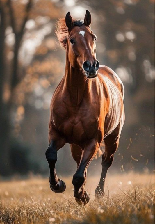 Galloping Horse in a Golden Meadow Greeting Card