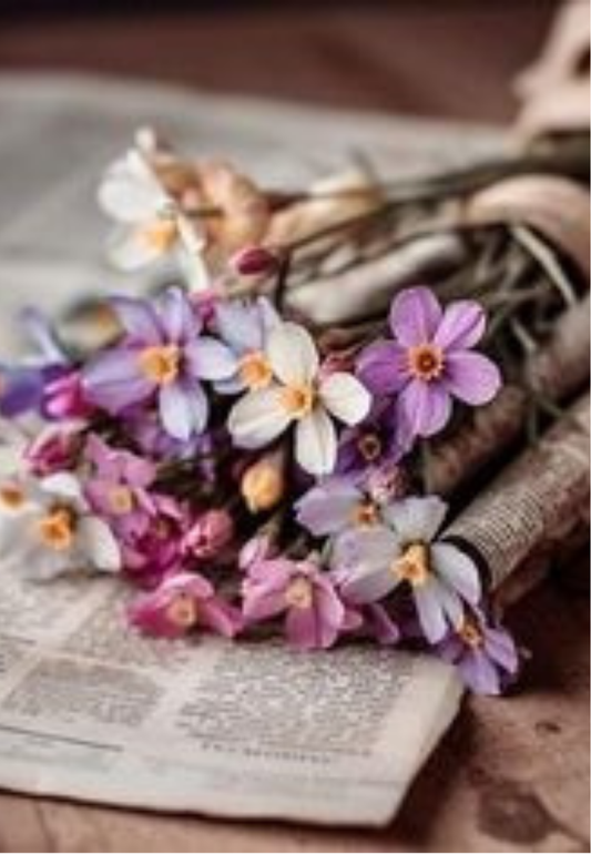 Soft Purple & Blue Floral Arrangement Greeting Card