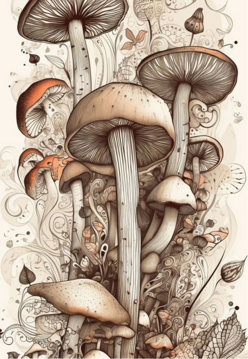 Vintage Botanical Mushrooms Greeting Card