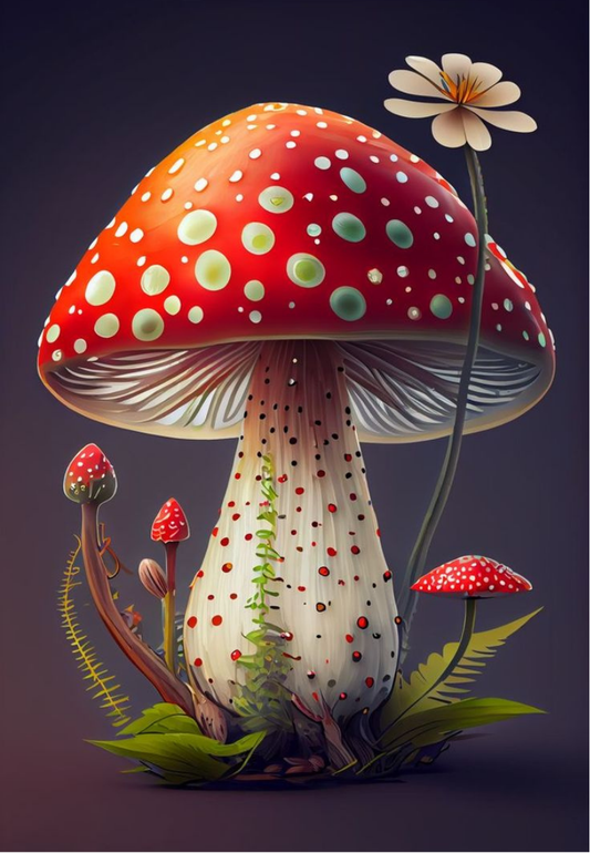 Bright Red Spotted Mushroom Greeting Card