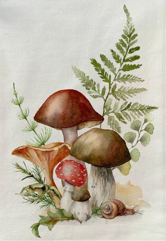 Soft Botanical Mushrooms & Fern Greeting Card