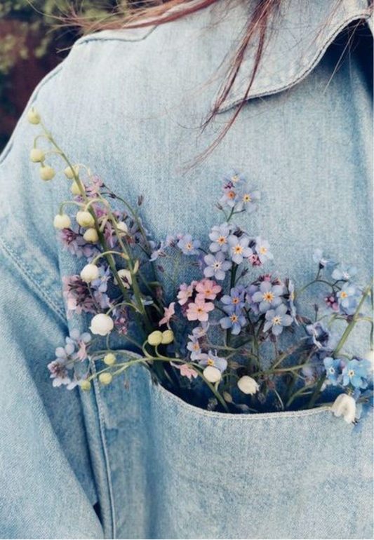 Denim Pocket Full of Wildflowers Greeting Card