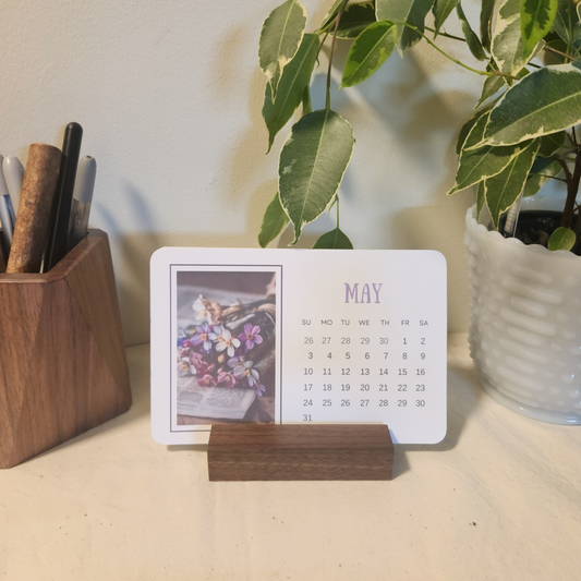 2026 Desk Calendar - Walnut - Moments In Bloom