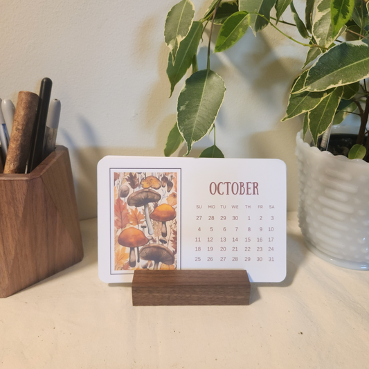 2026 Desk Calendar - Walnut - Whimsical Woodlands