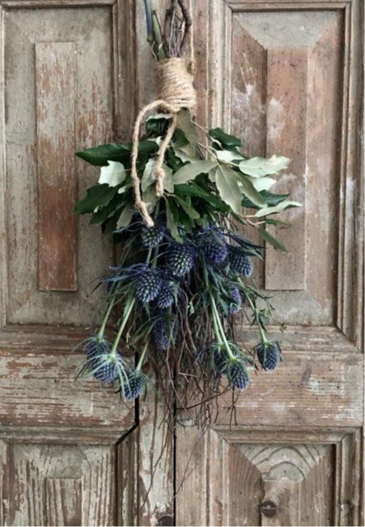 Rustic Barn Door with Hanging Herb Bundle Greeting Card