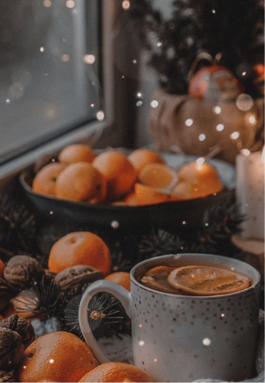 Cozy Hot Chocolate & Clemintines Greeting Card