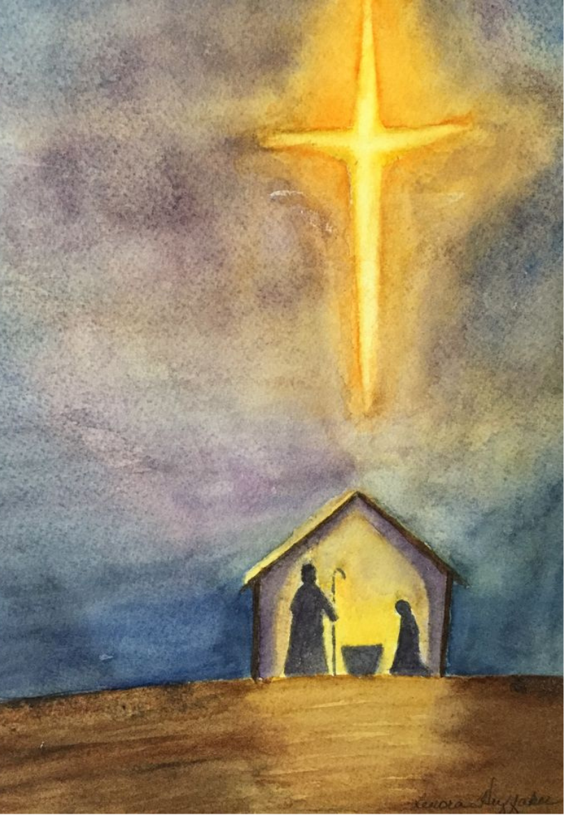 Glowing Nativity Scene Greeting Card