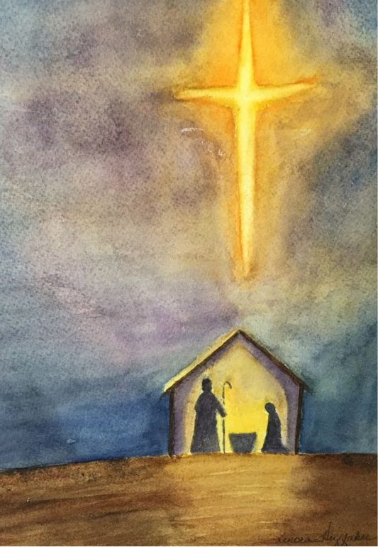 Glowing Nativity Scene Greeting Card